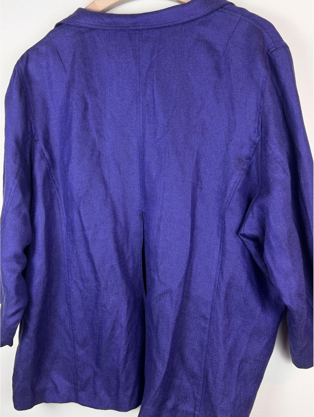 Eileen Fisher Linen Basket Sheen Jacket 3X Purple Open Front 3/4 Sleeve - Picture 9 of 12